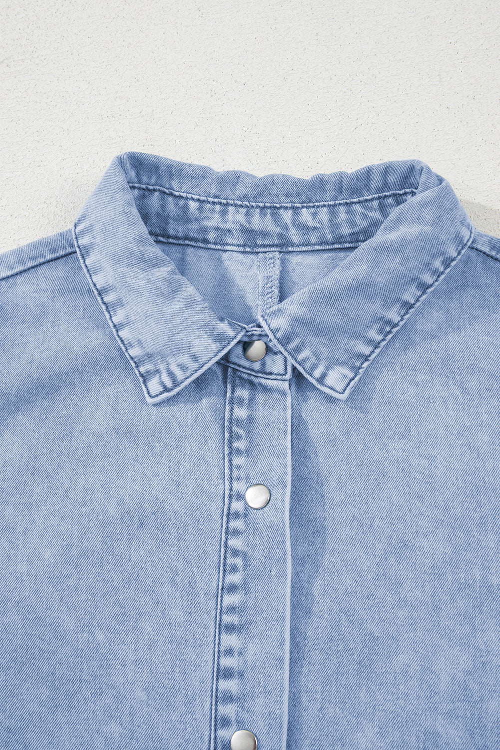 Beau Blue Double Ruffled Sleeves Denim Dress