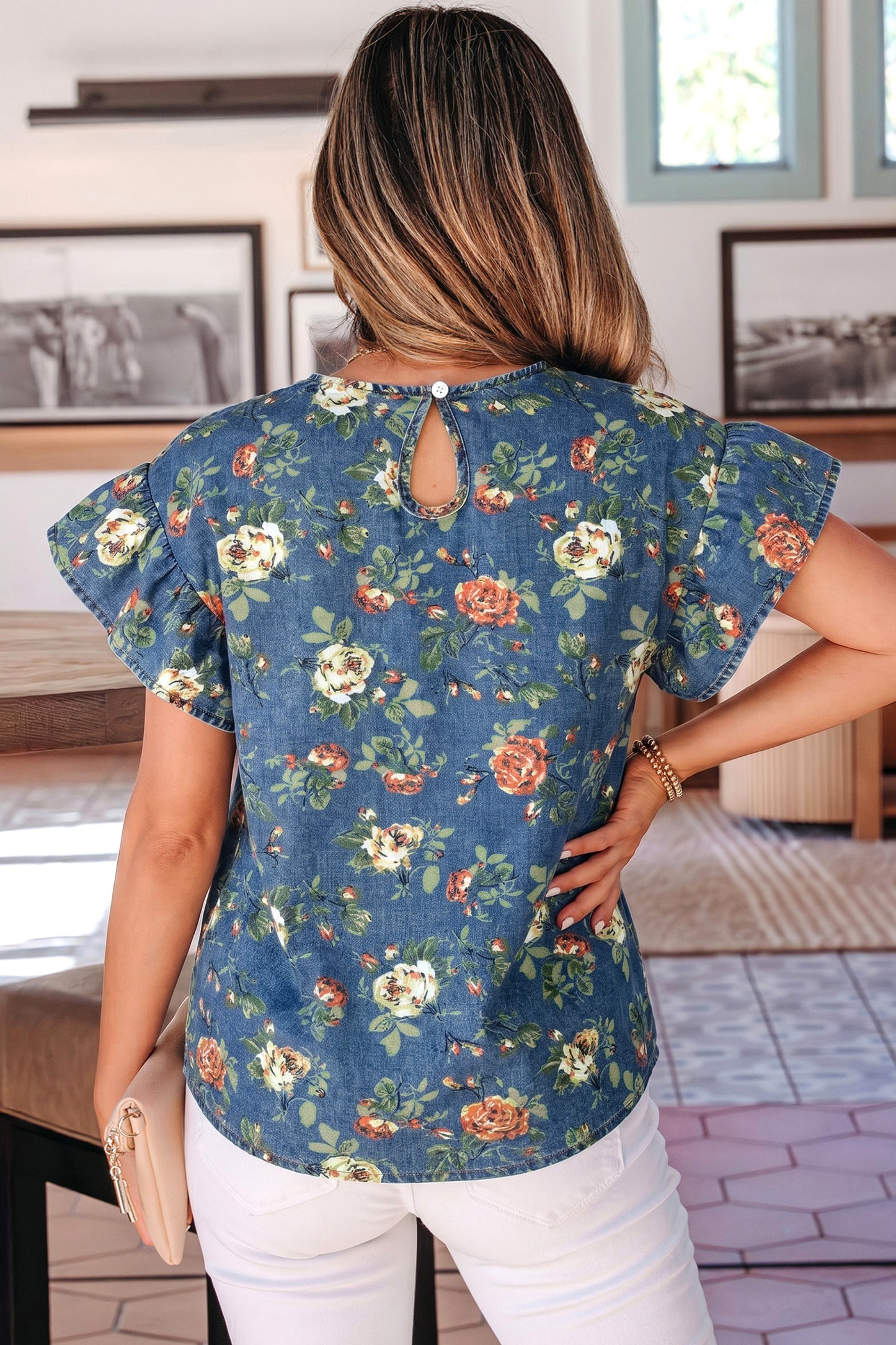 Vintage Garden Denim Blouse
