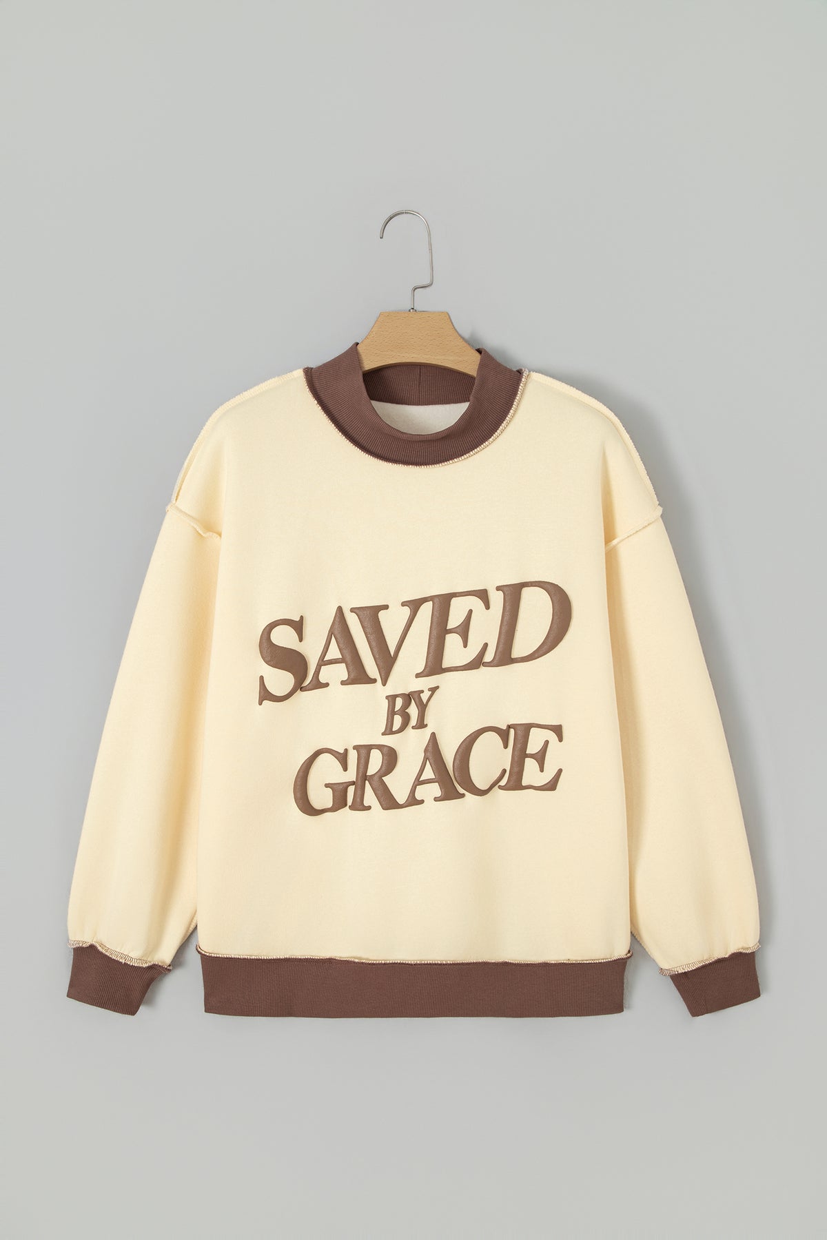 Saved by Grace Over-Sized Mock Neck Sweatshirt