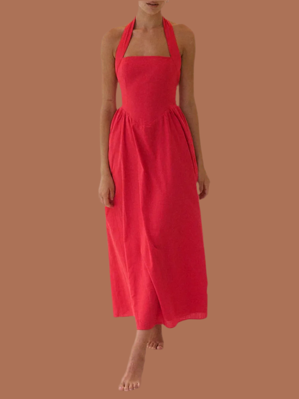 Final Whistle Halter Midi Dress