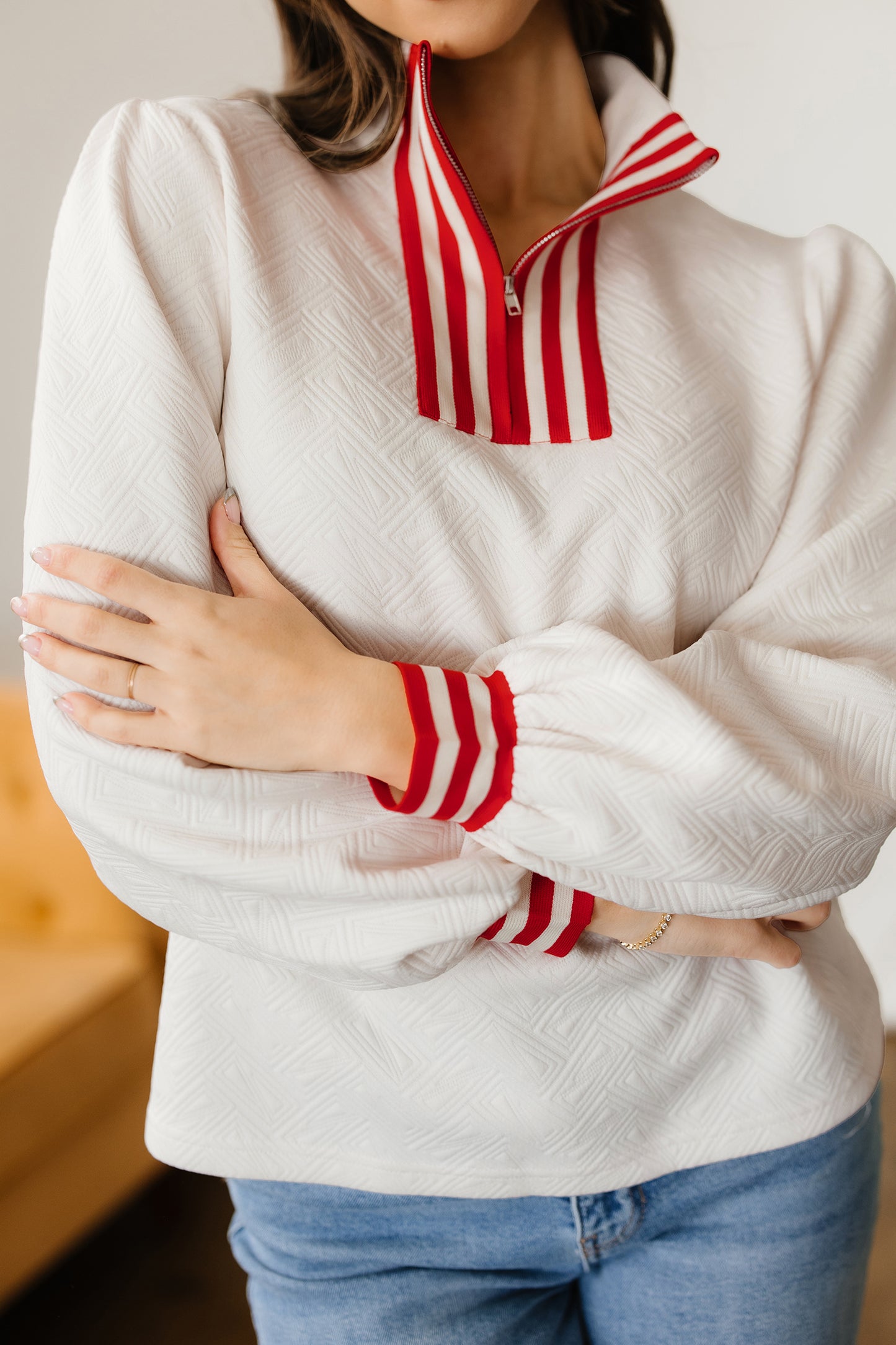Ivory Lines Half Zip