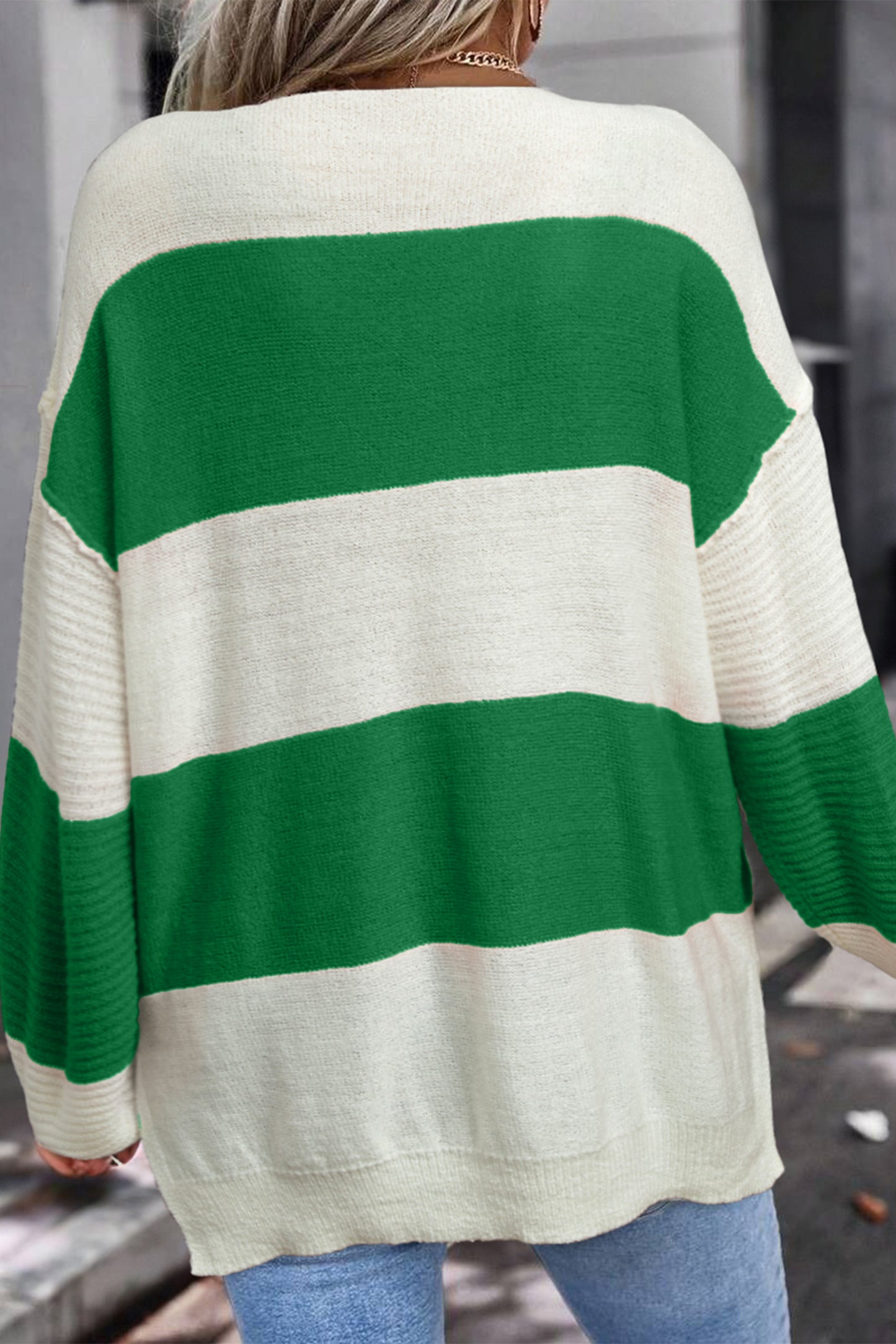 Green & Cream Harbor Sweater