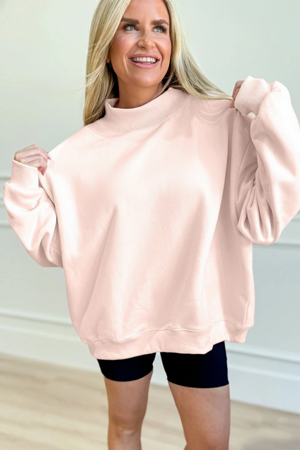 Blushing Cloud Oversized Mock Neck Sweatshirt