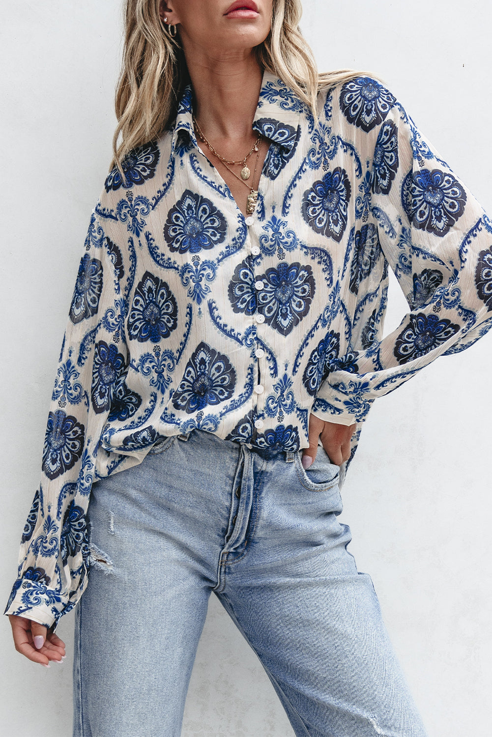 The Blue Willow Charm Button-Up