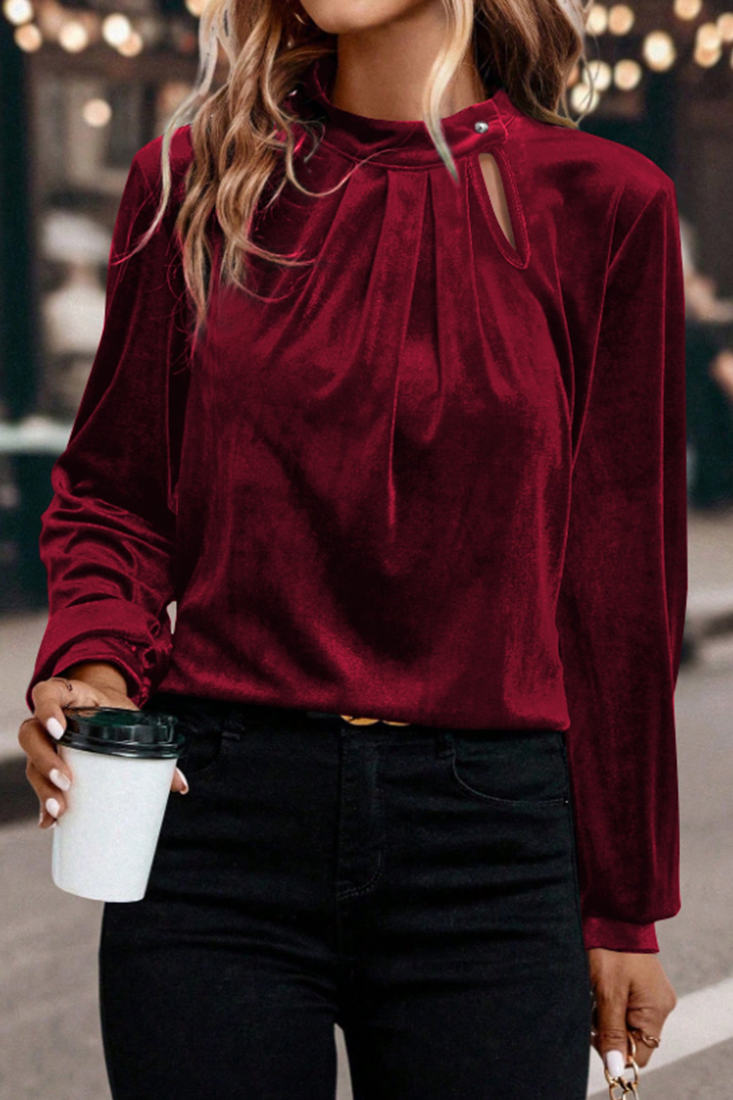 Velvet Luxe Keyhole Blouse
