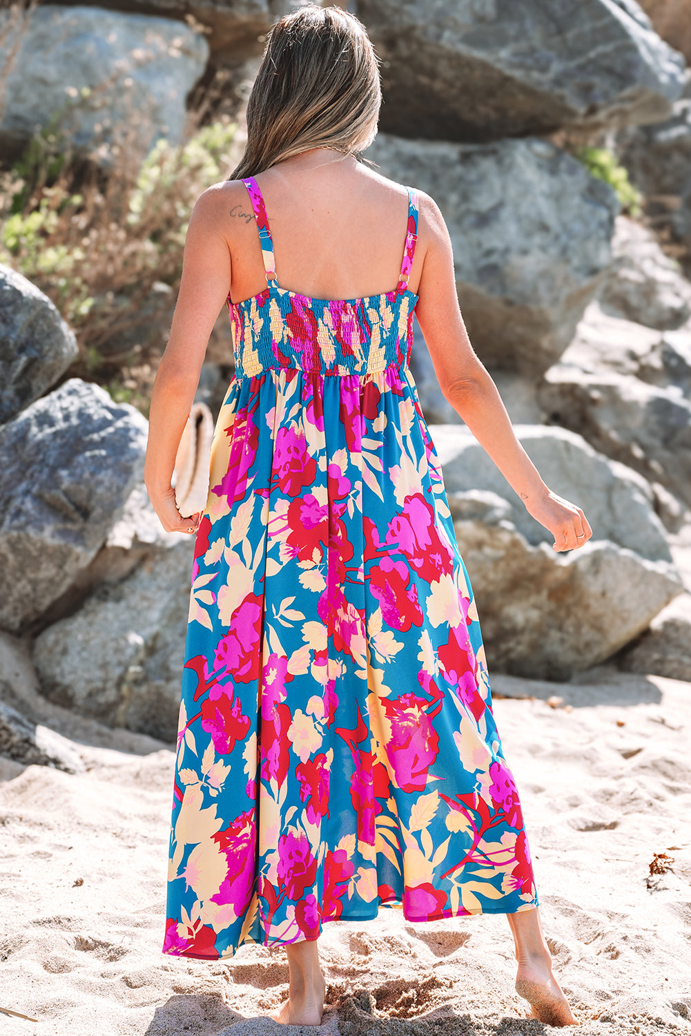 Dark Blue Floral Maxi Dress