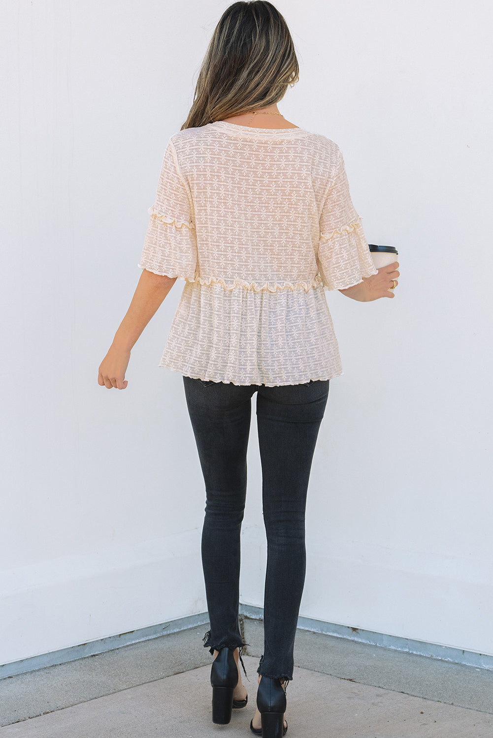 The Cream Lace Latte Peplum