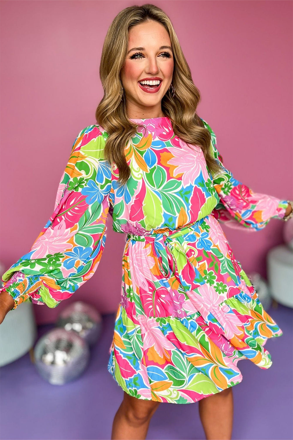 Palm Springs Bloom Tiered Dress