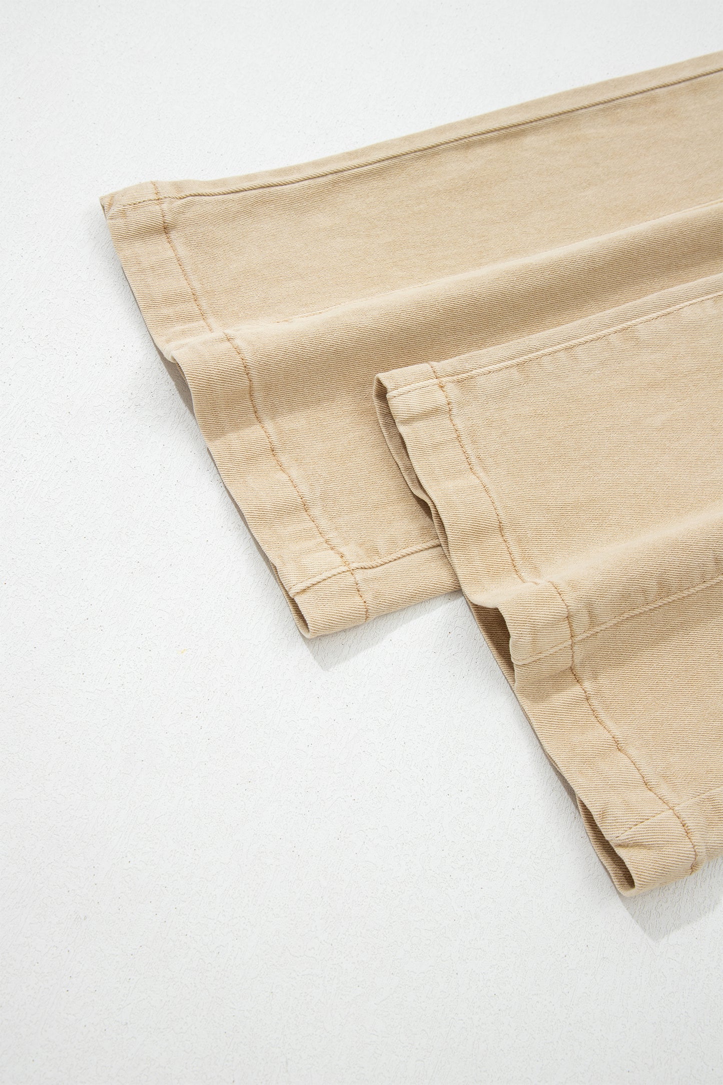 Apricot Solid Color Seamed Center Wide Leg Cropped Jeans