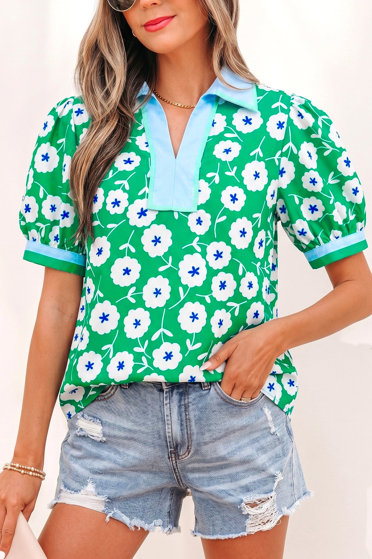 Emerald Garden Party Blouse