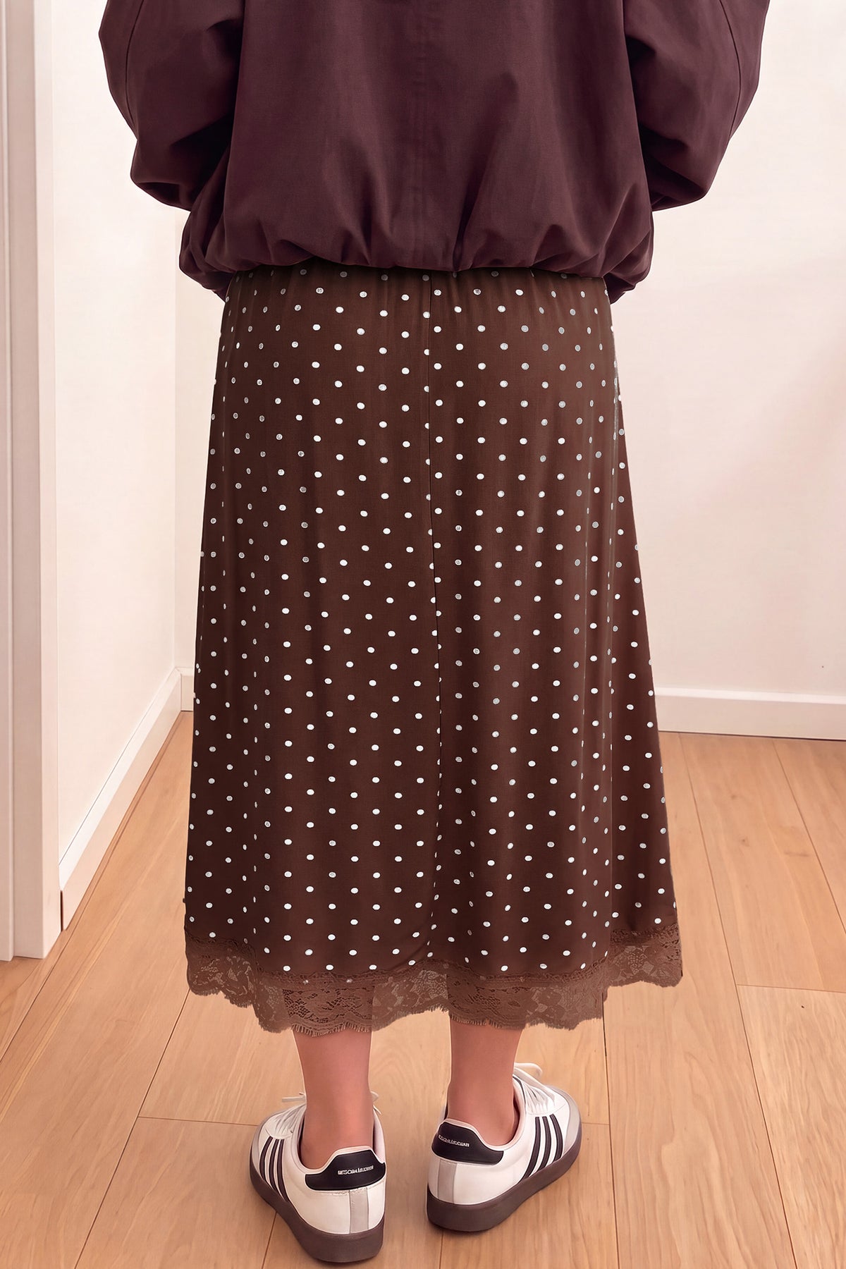 The Mocha Dot Social Skirt