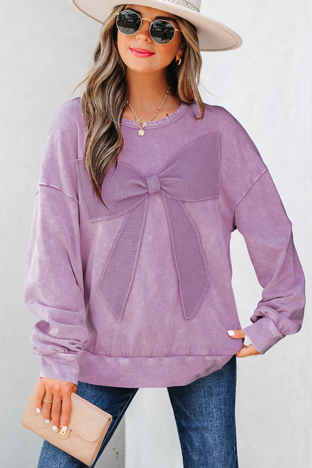 Pretty in Purple Bow Crewneck