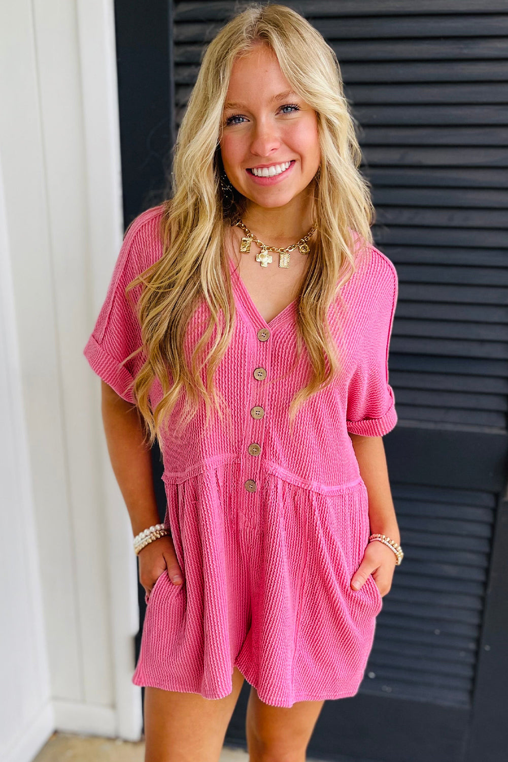 Sugarplum Waffle Knit Romper