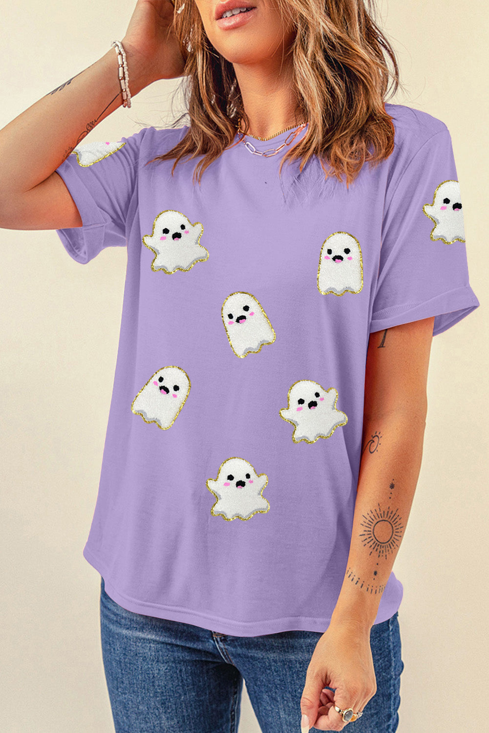 Ghost Patched Halloween Graphic Tee