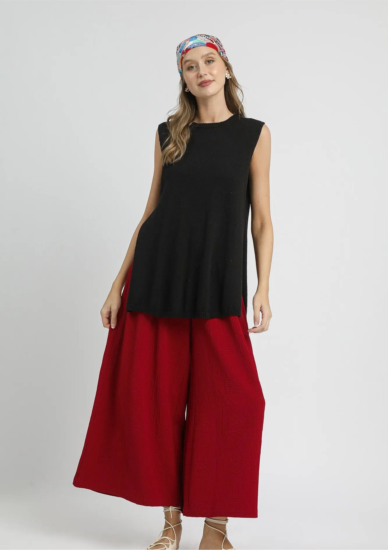 Umgee Elastic Waist Wide Leg Pants
