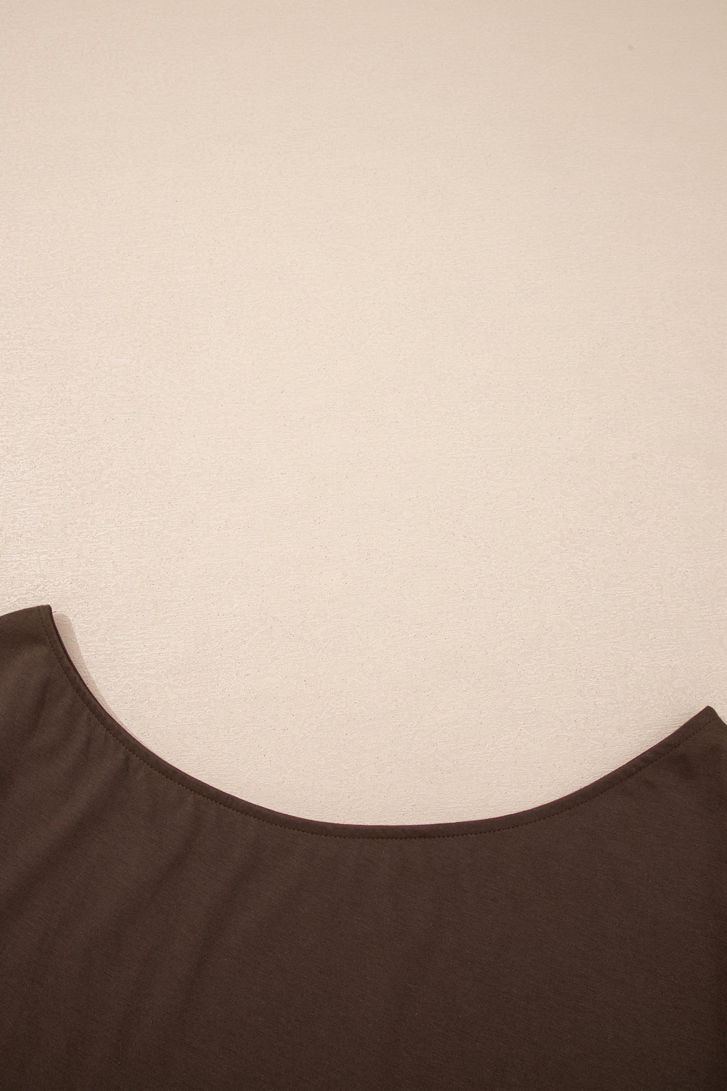 Coffee Plus Size Solid Color Asymmetric Neck Short Sleeve Blouse