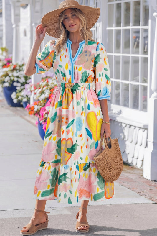 The Painted Petals Midi Dress