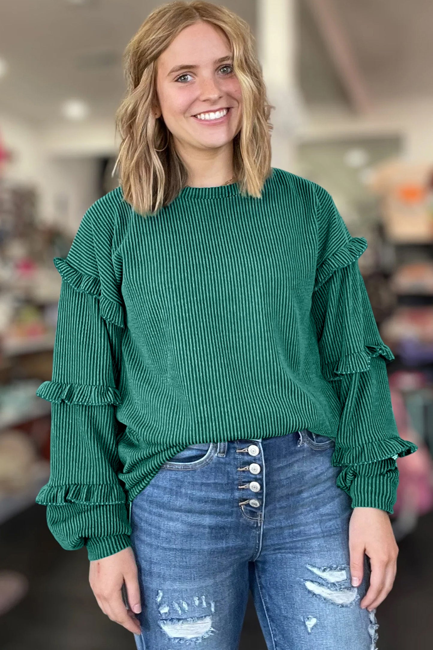 The Evergreen Ruffle Blouse