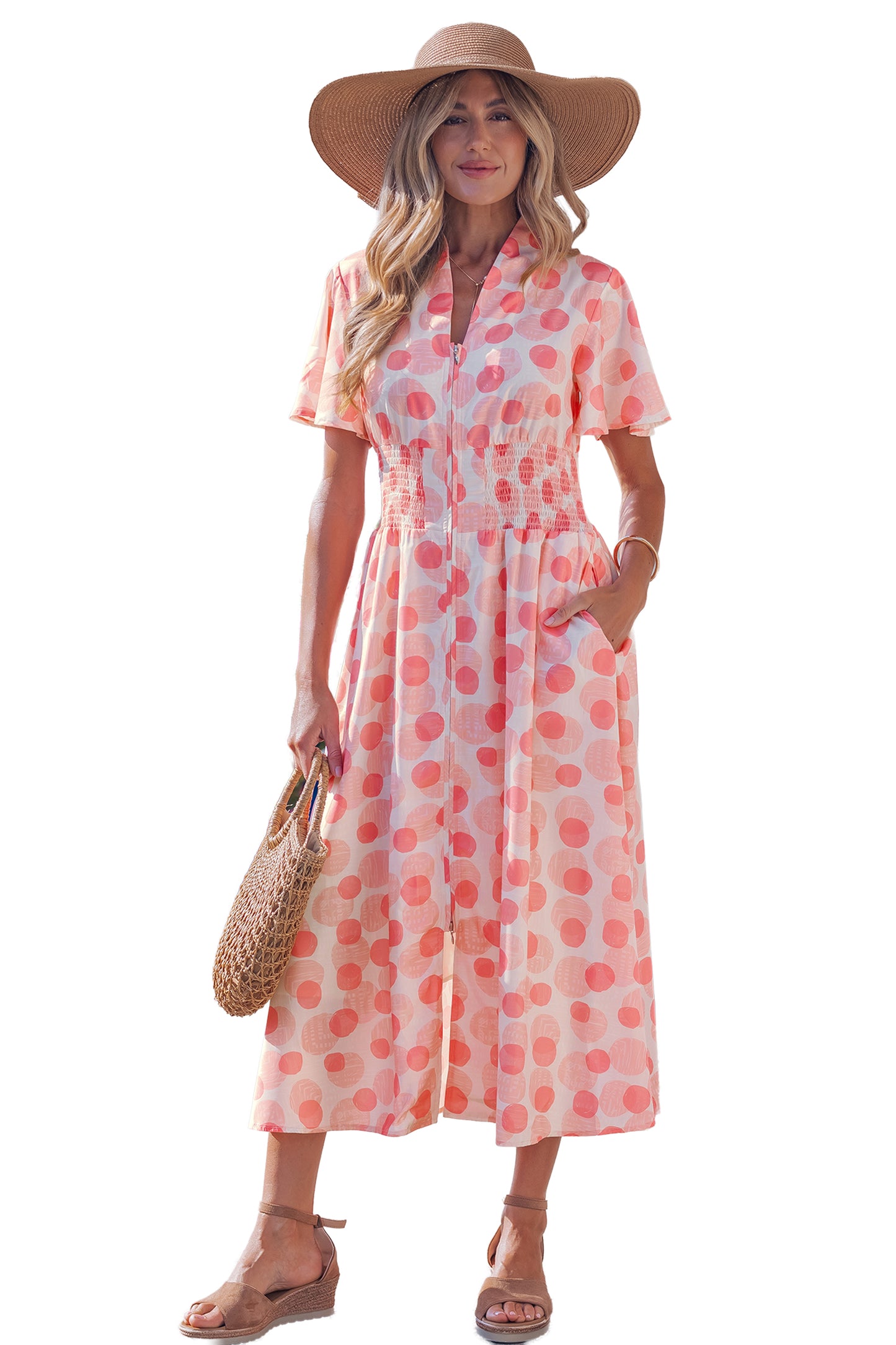 Blush Hour Dot Midi Dress
