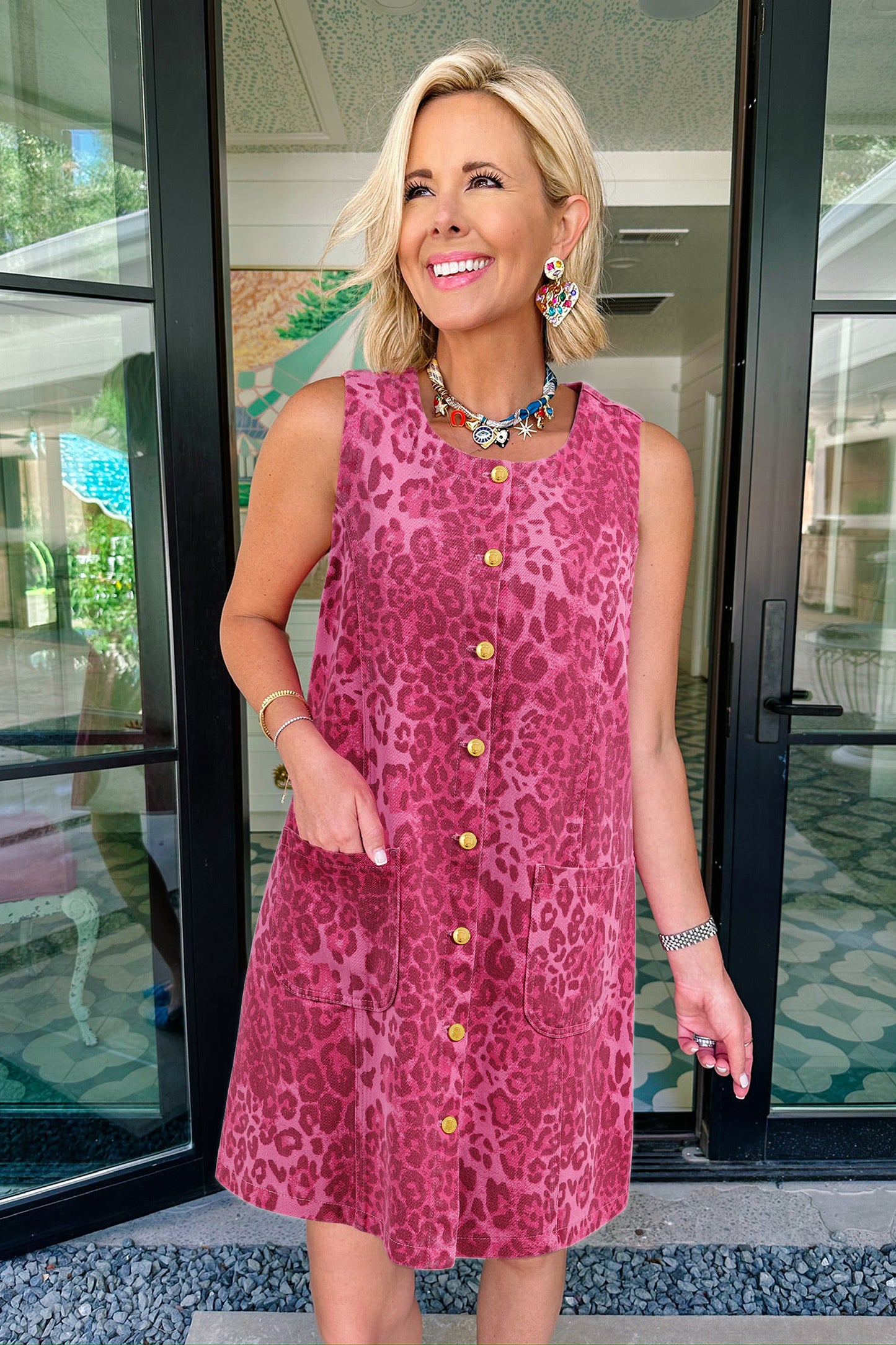 Wild Rose Button Dress