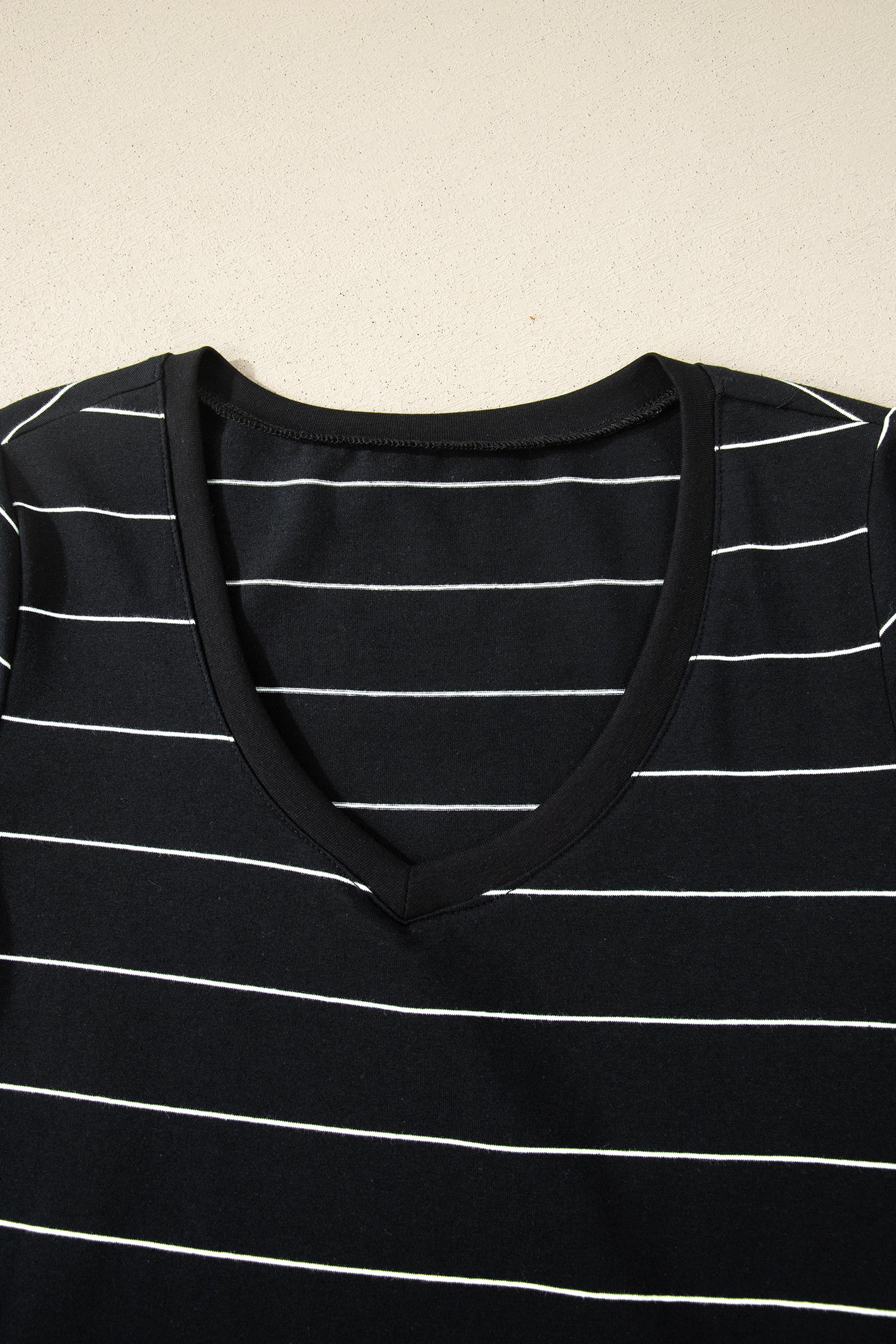 Black Stripe Casual Short Sleeve Side Slit Maxi T Shirt Dress