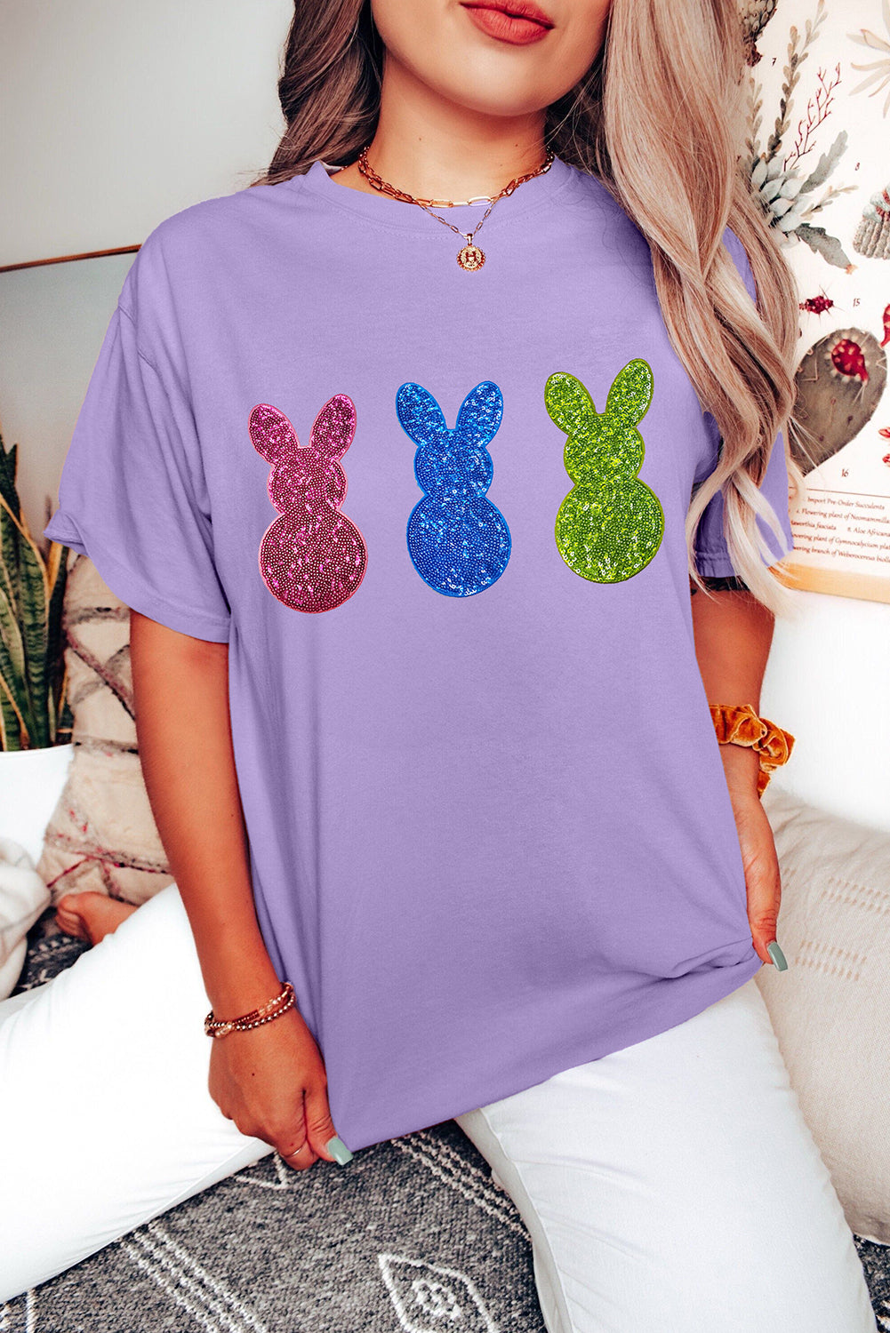 Easter Bunny Graphic Crewneck T Shirt