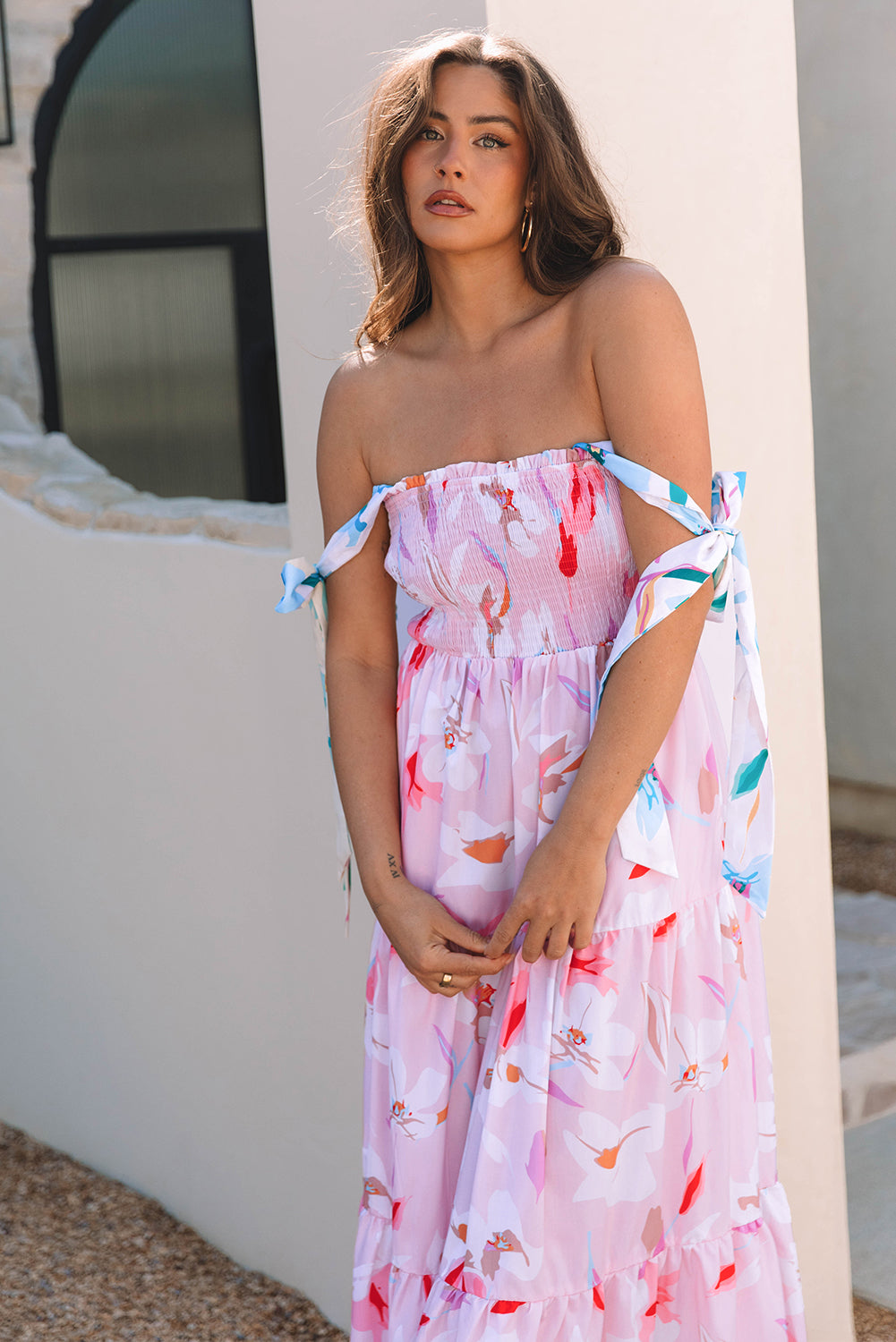 Blushing Petals Tiered Maxi Dress