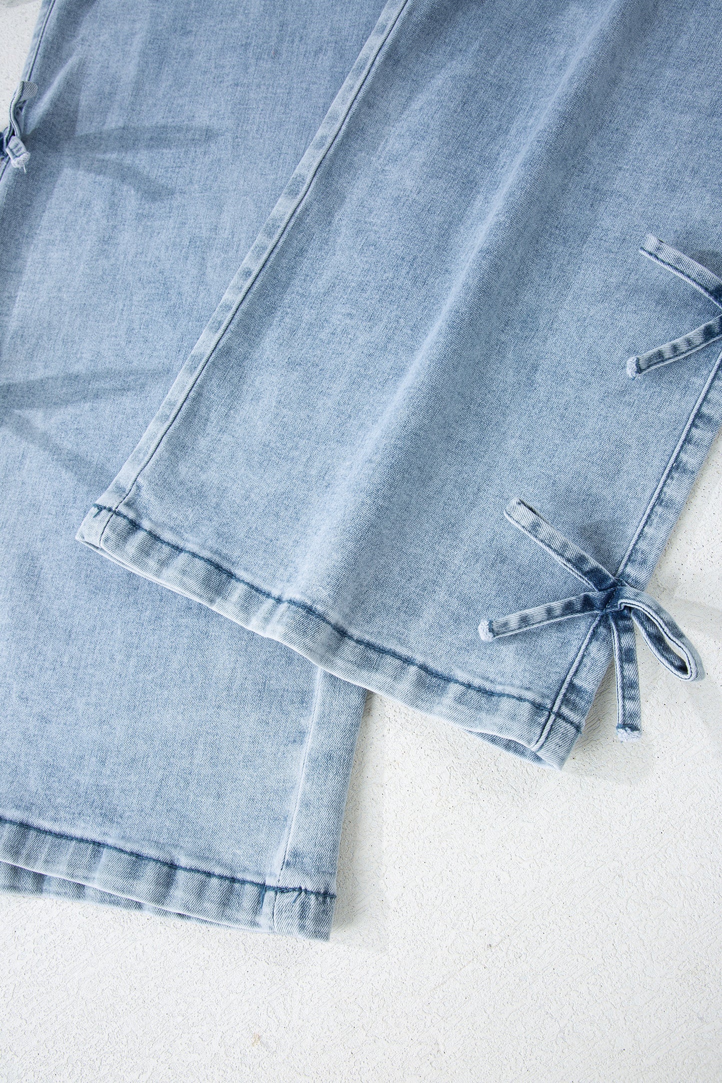 Beau Blue Bow Knot Side Detail Straight Leg Loose Jeans