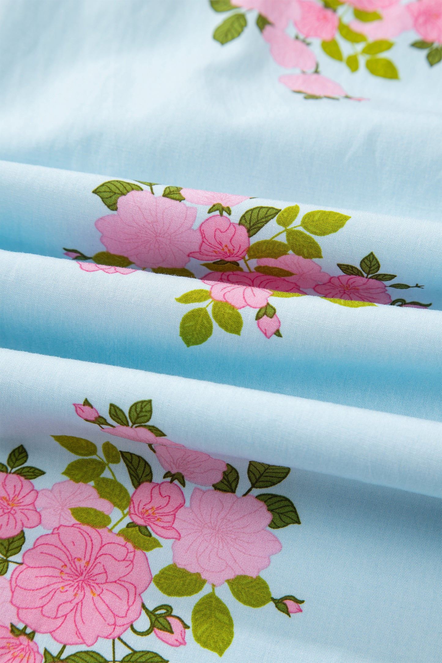 Sky Blue Notched Neck Flutter Short Sleeve Floral Print Maxi Dress