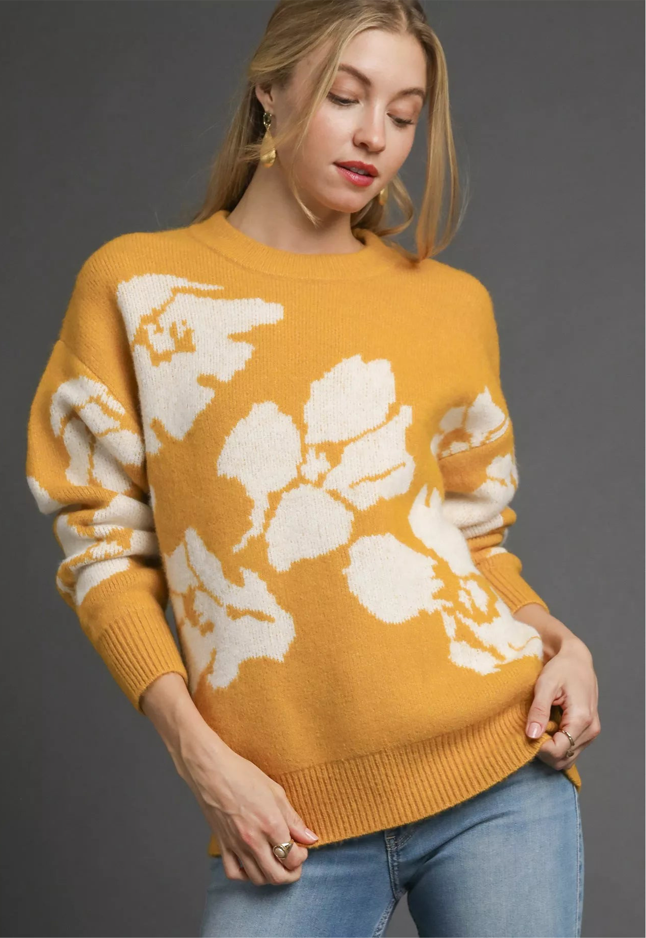 Umgee Floral Long Sleeve Sweater