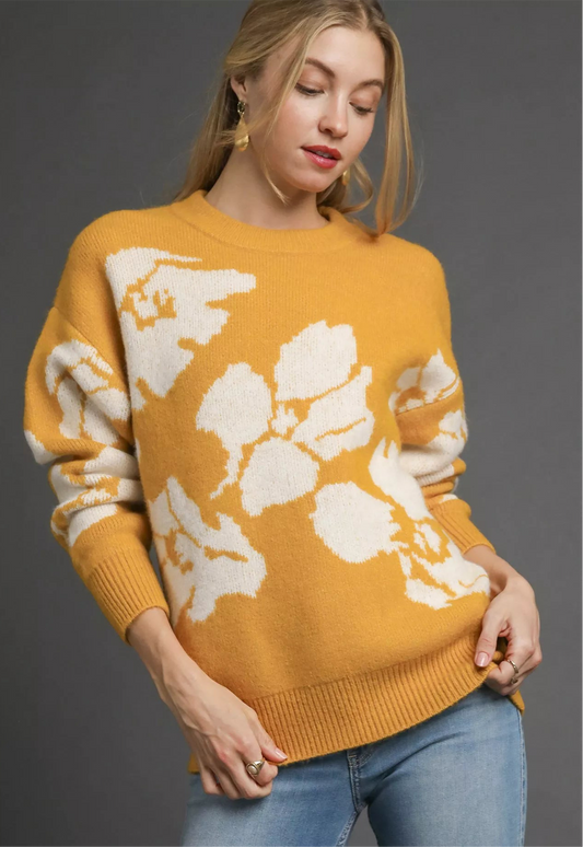 Umgee Floral Long Sleeve Sweater