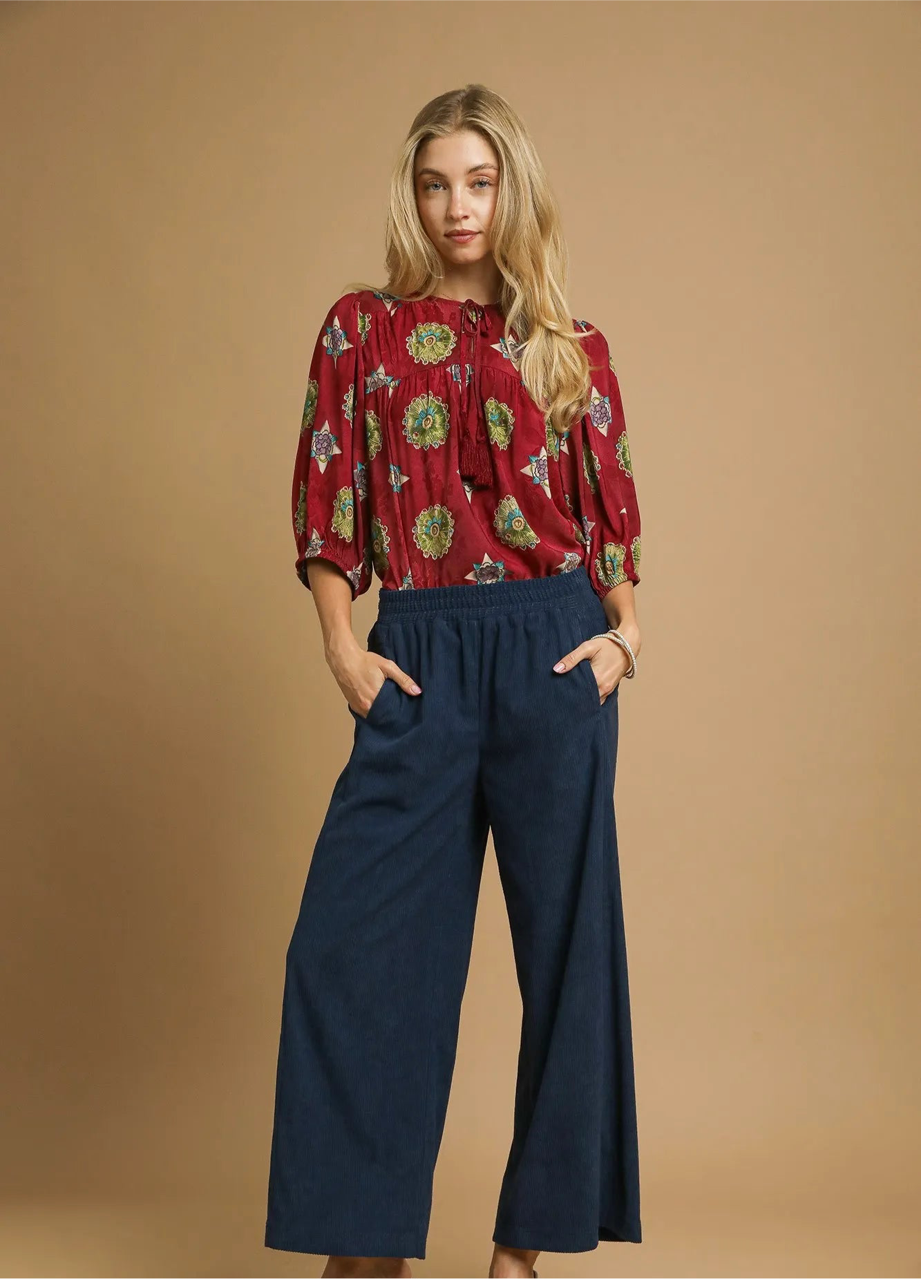 Umgee Wide-Leg Corduroy Pants