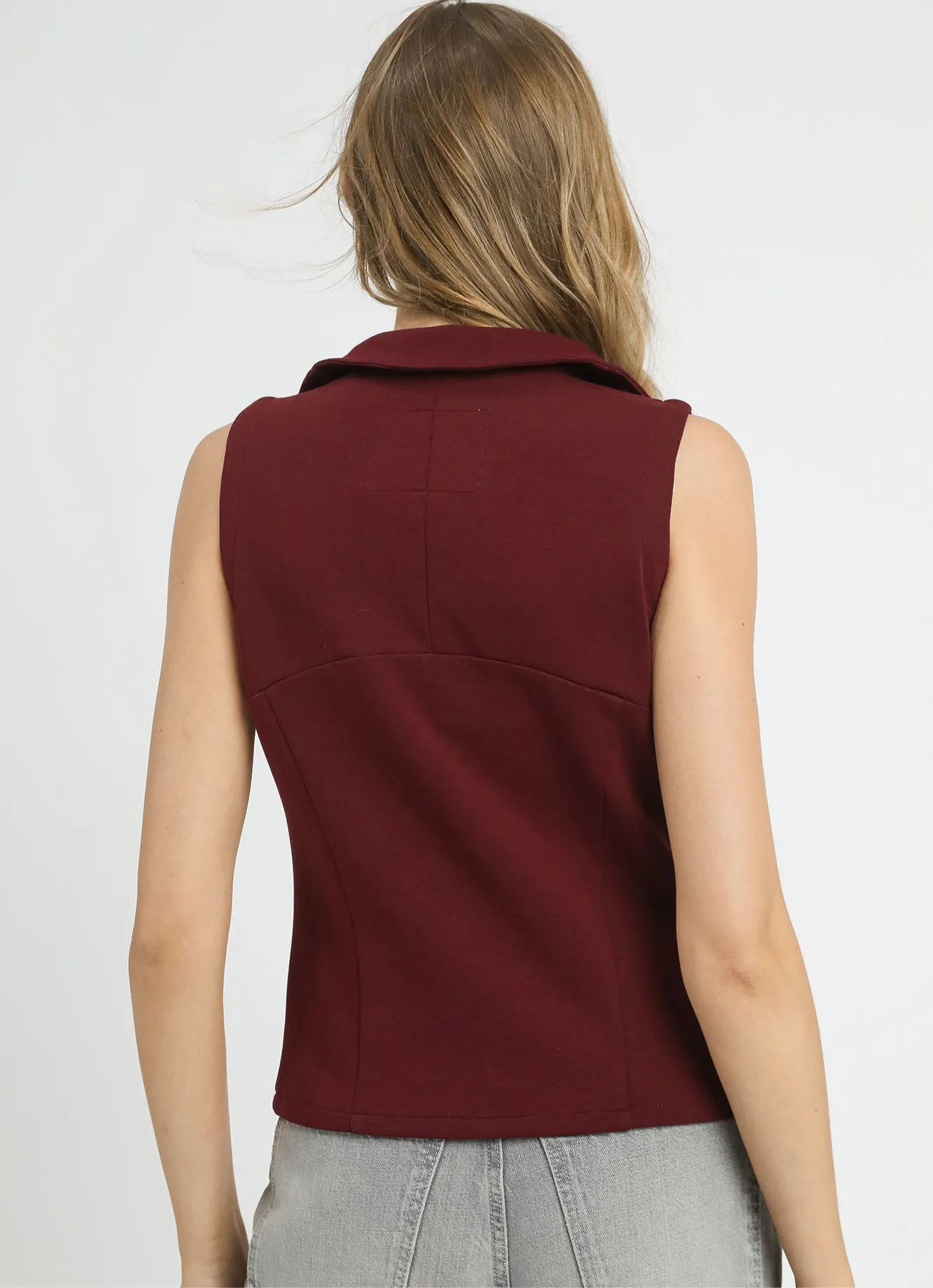 Umgee Zip-Front Fitted Vest with Pockets