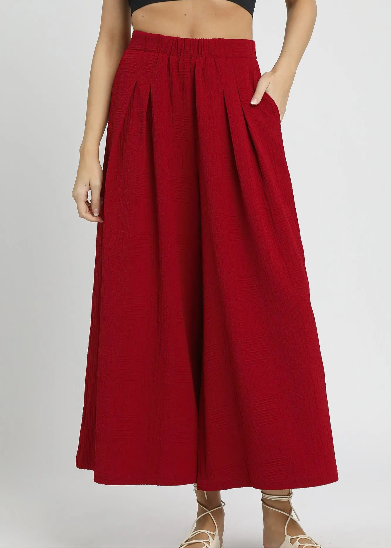 Umgee Elastic Waist Wide Leg Pants