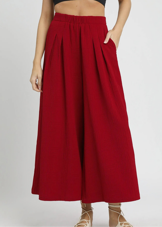 Umgee Elastic Waist Wide Leg Pants