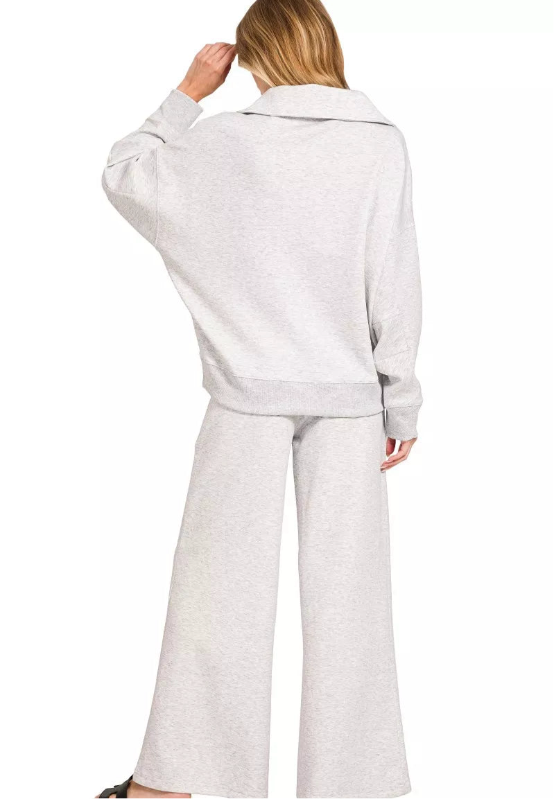 Zenana Scuba Collared Pullover and Pants Set