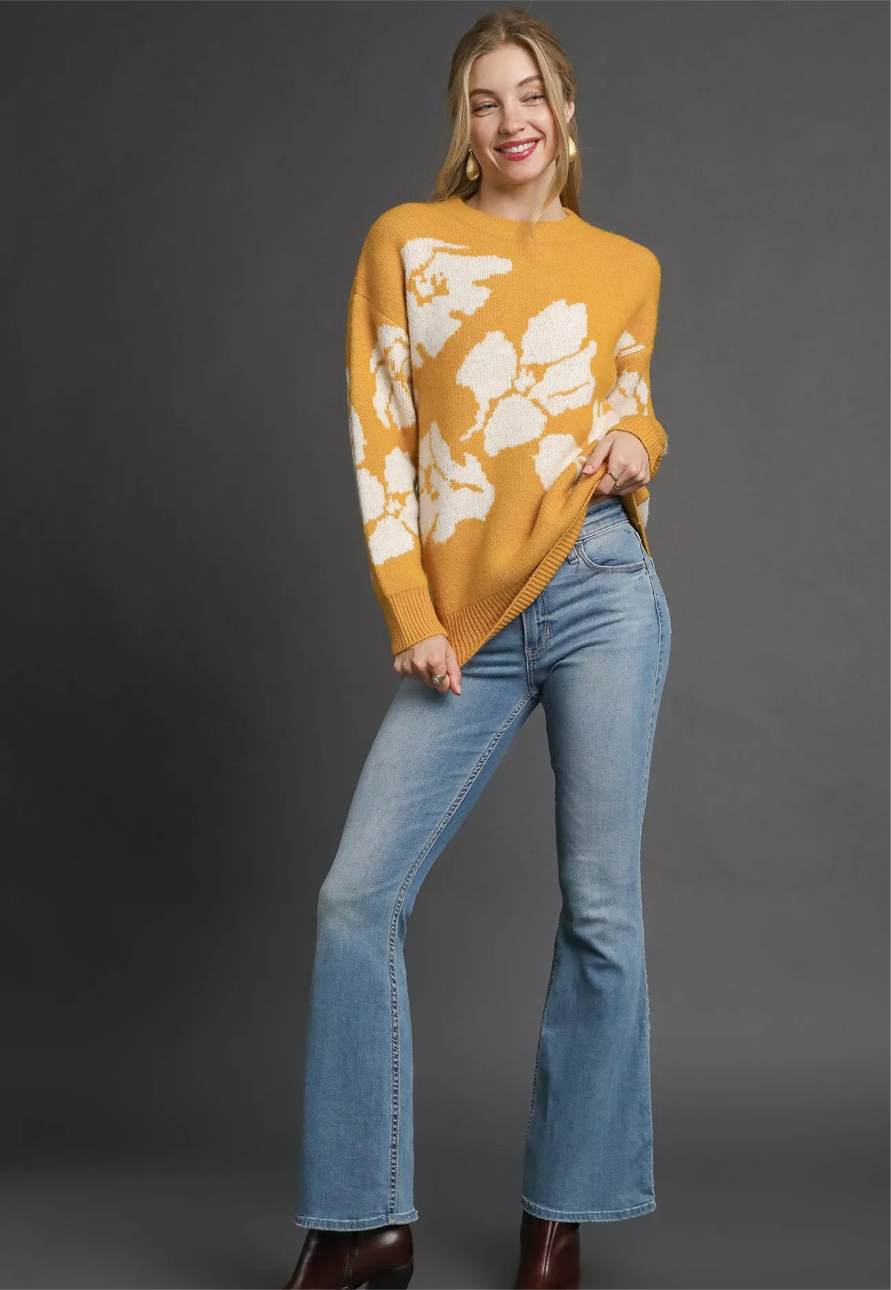 Umgee Floral Long Sleeve Sweater