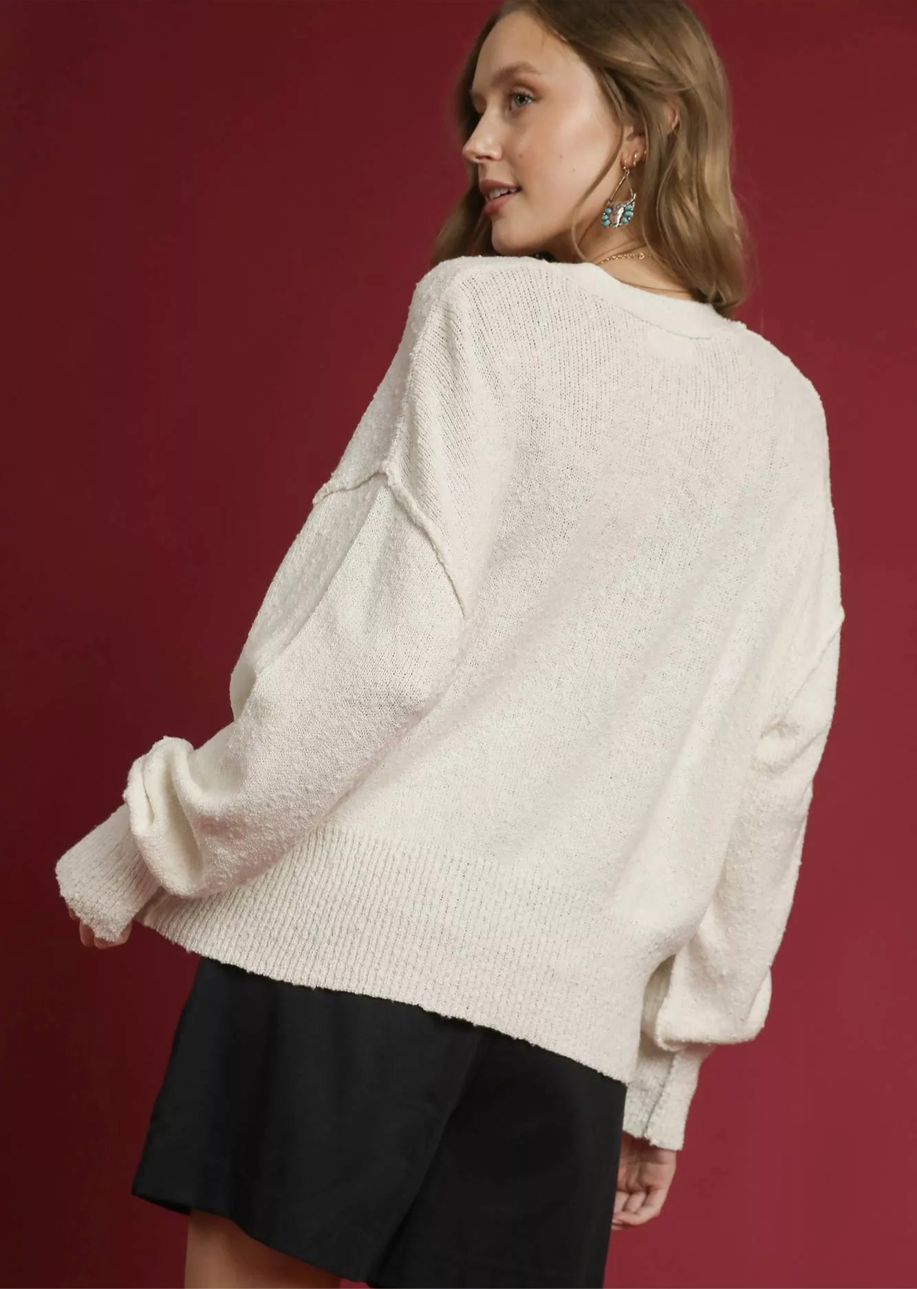 Umgee Button-Front V-Neck Knit Cardigan