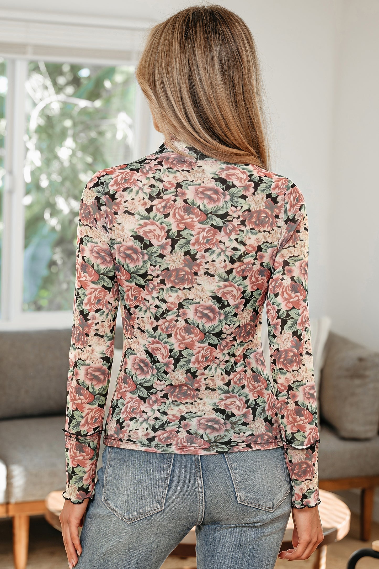 Rosewood Sheer Mesh Top