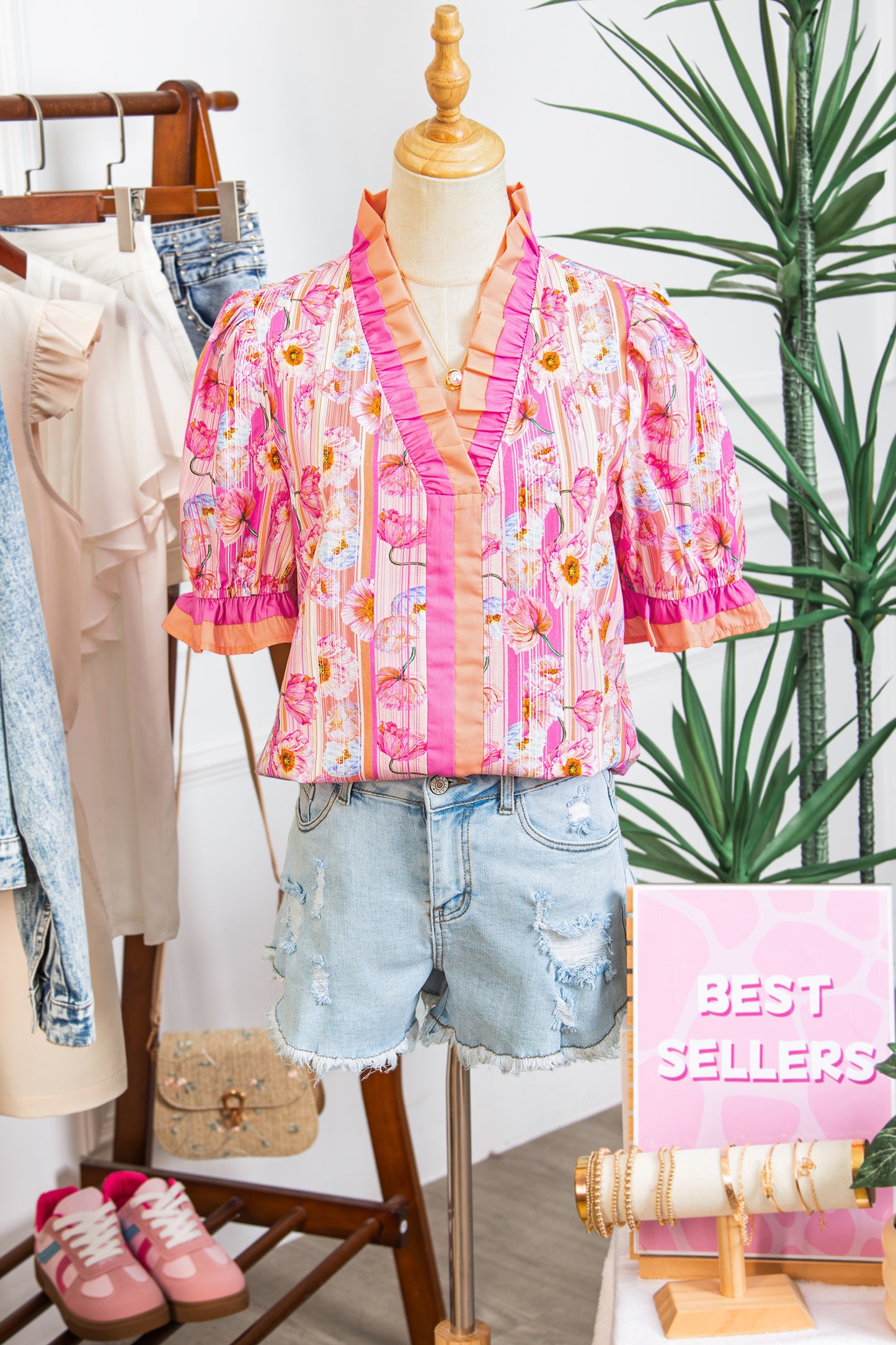 Pink Palm Blossom Blouse