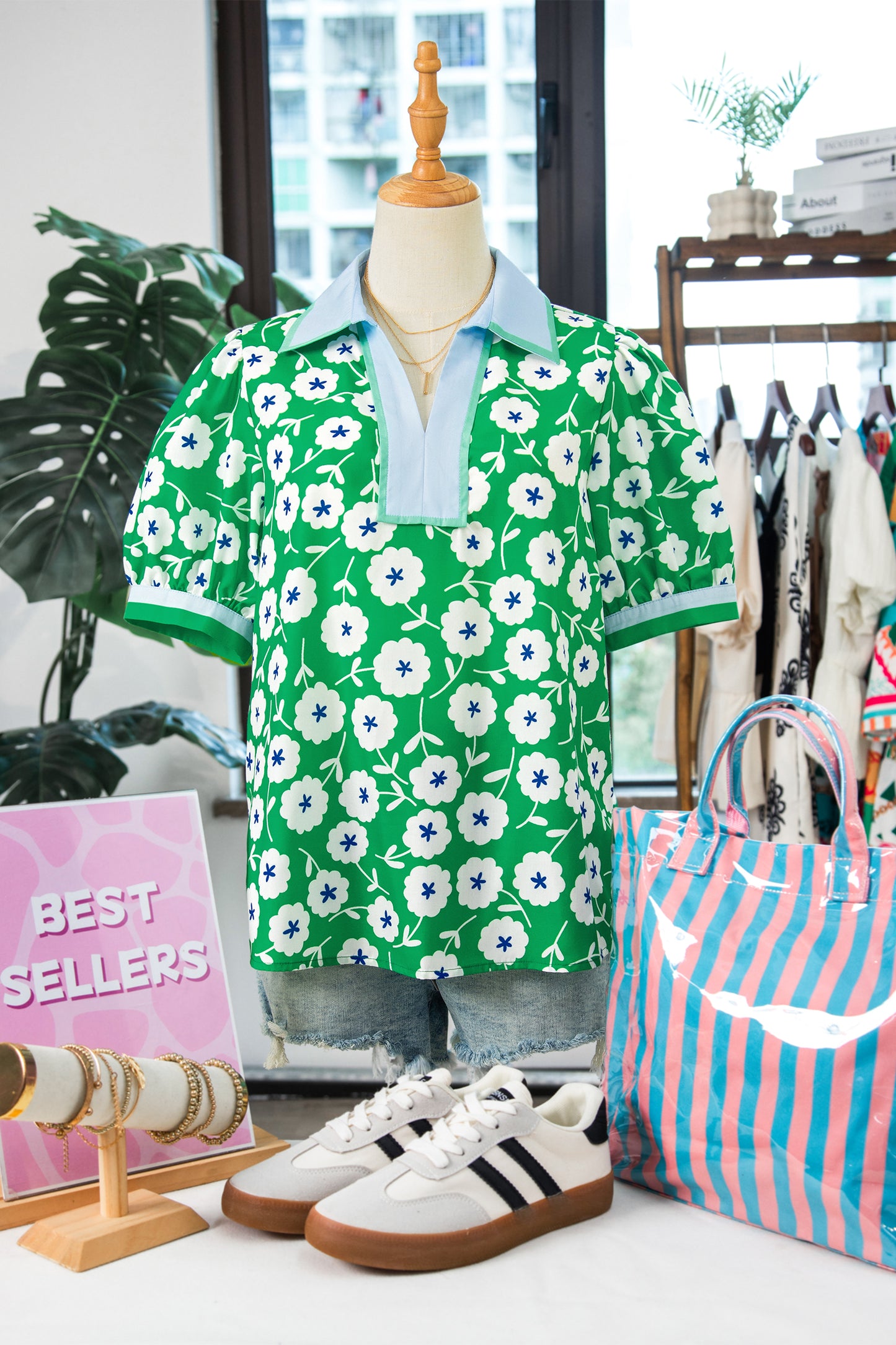 Emerald Garden Party Blouse