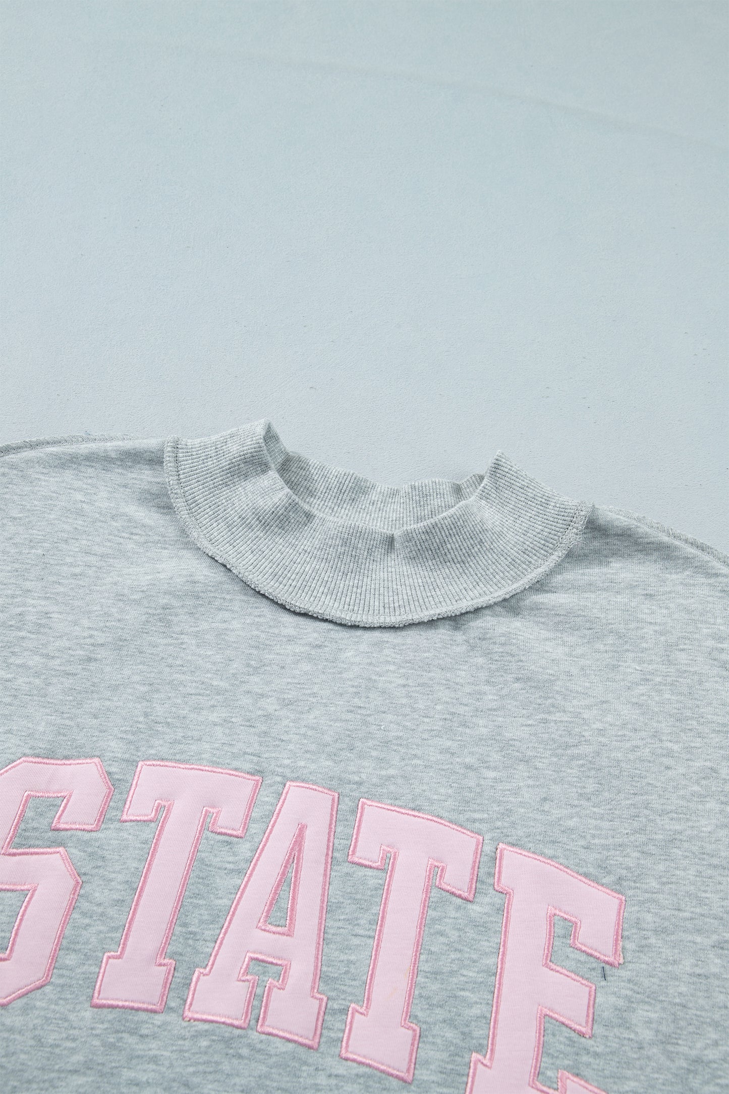 Mock Neck Letter Embroidered Loose Sweatshirt