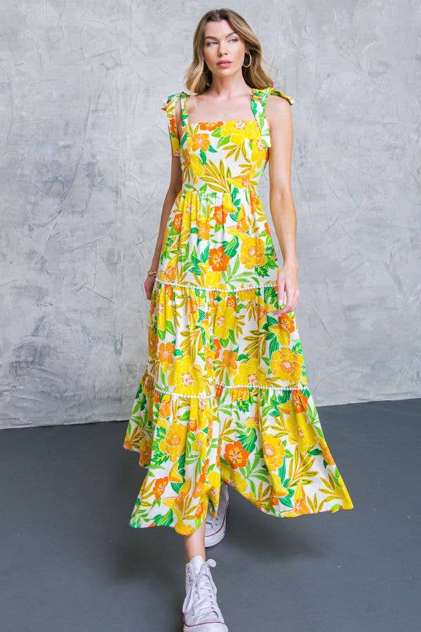 Citrus Bloom Maxi Dress