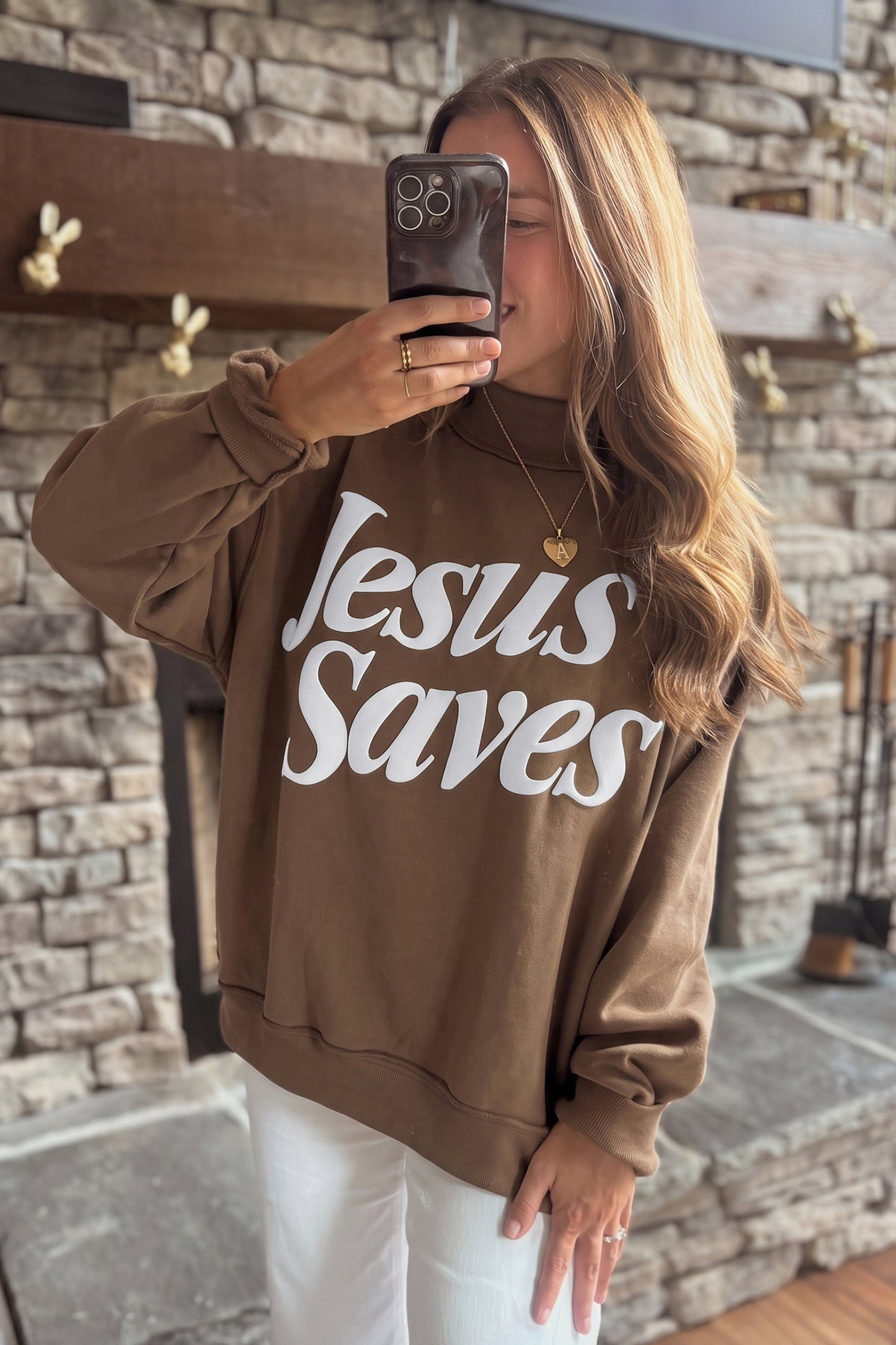 Jesus Saves Mock Neck Sweatshirt