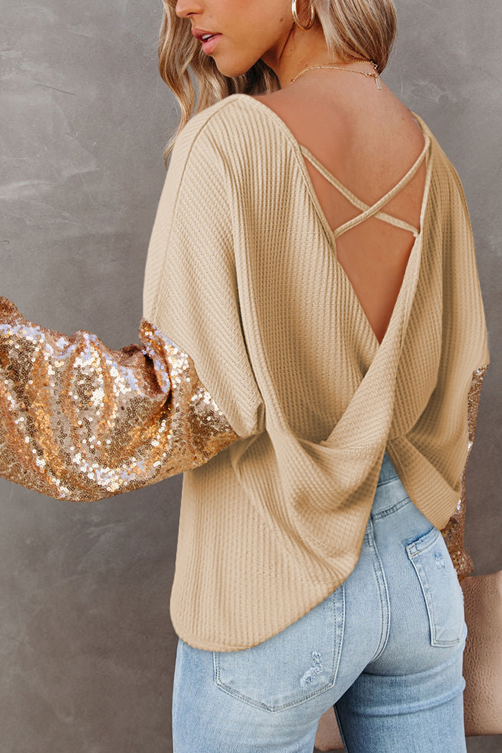 Champagne Shine Sleeve Pullover