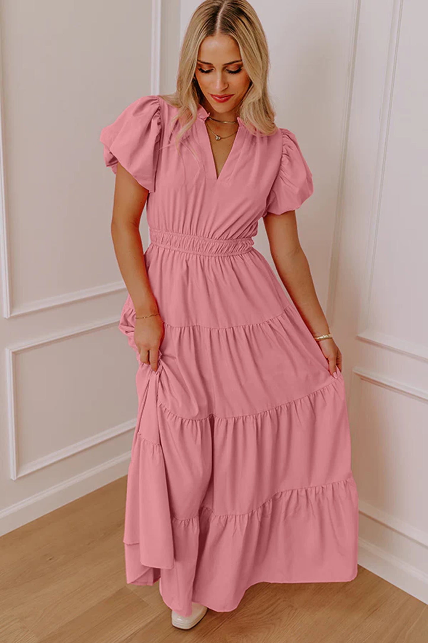 Blushing Garden Tiered Maxi Dres