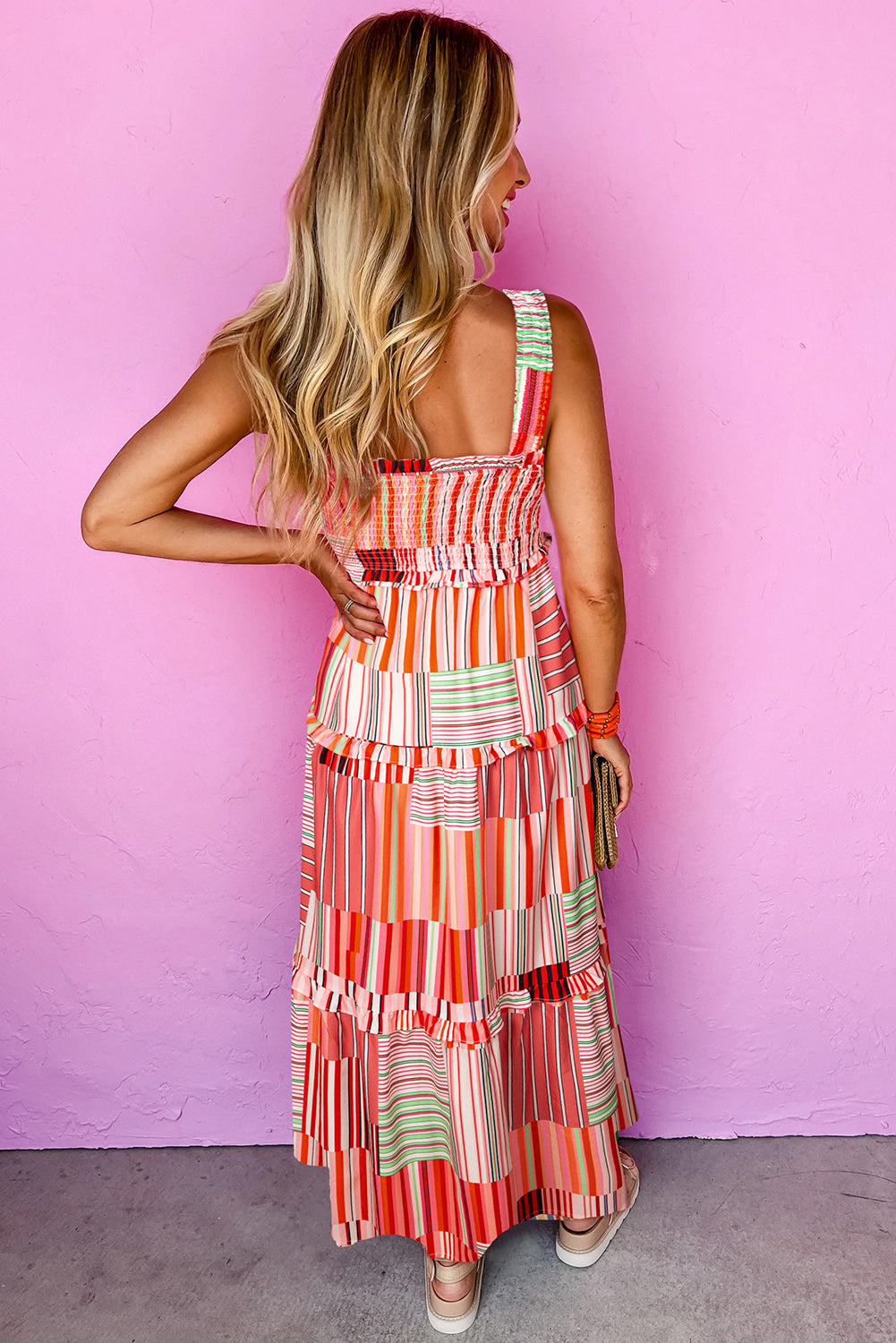 Sunset Patchwork Tiered Maxi Dress