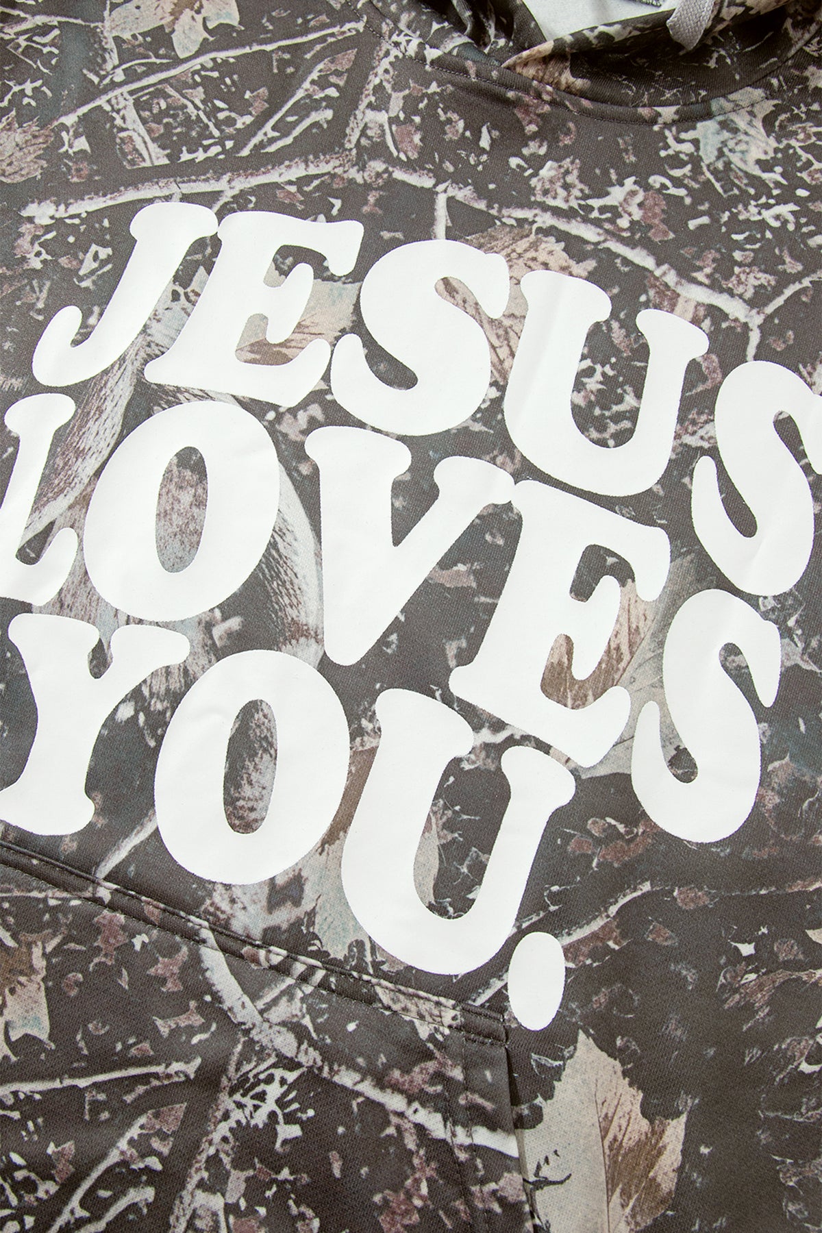 Camouflage Jesus Loves You Print Relaxed Hoodie