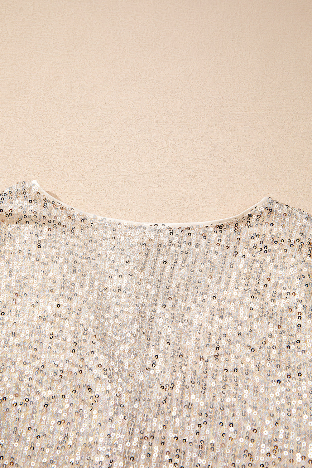 Beige Starlight Wrap Sequin Bodysuit