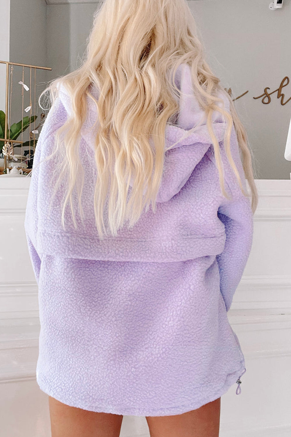 Lavender Cloud Sherpa Half-Zip Hoodie